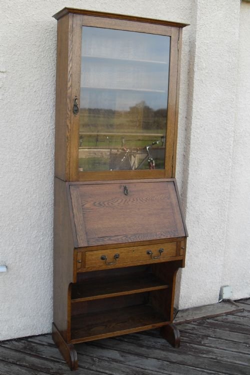 Art Nouveau Light Oak Bureaux/bookcase