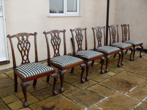 Set of Six Late 19th Century Chippendale Style Mahogany Dining Chairs