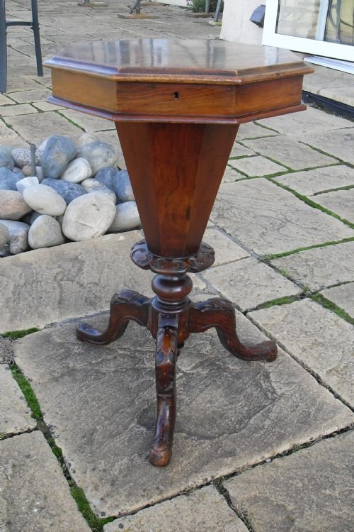 Victorian Walnut Trumpet Sewing Stand