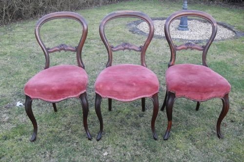 Set of Three Victorian Rosewood Ballon Back Chairs