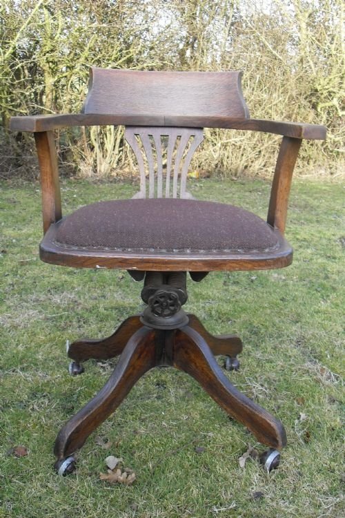 Edwardian Revolving Oak Desk Chair