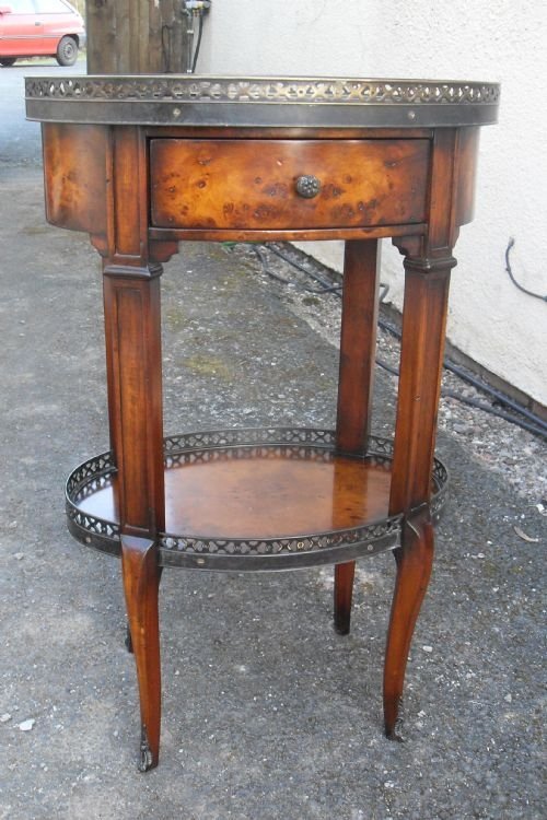 Unusual French Style Walnut Oval Etagere