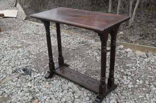 Arts and Crafts Oak Carved Table