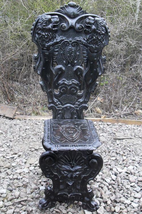 19th Century Italian Heavily Carved Hall Chair
