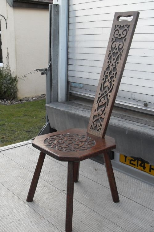 Late 19th Century Carved Oak High Back Spinning Chair
