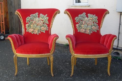 Beautiful Pair Louis XV Style Carved Armchairs