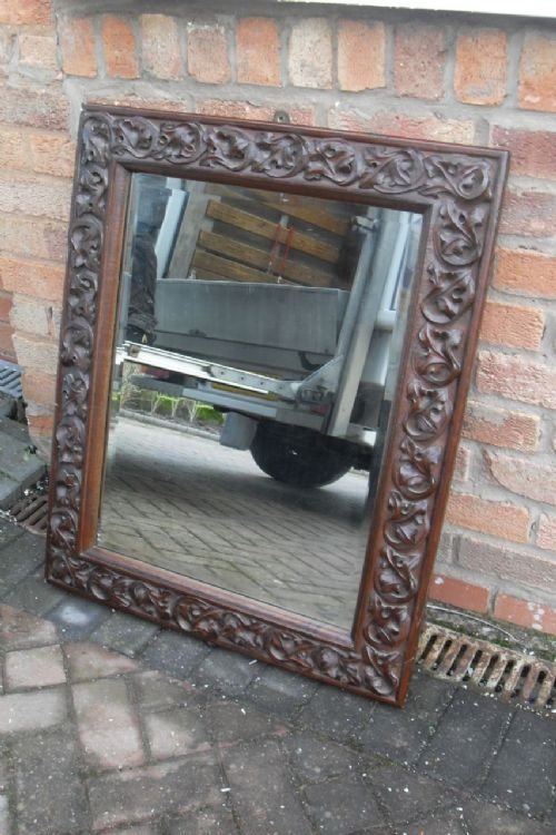 Late 19th Century Carved Oak Framed Mirror