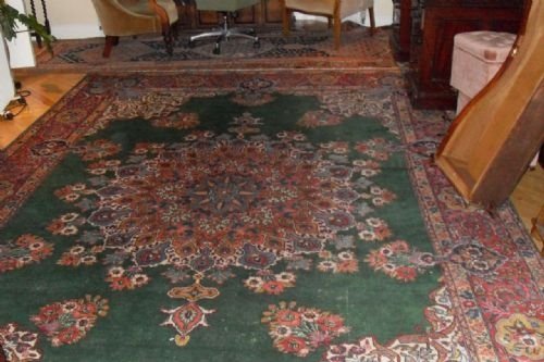 Very Large Green Floral Pattern Persian Floor Rug