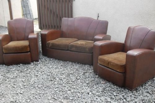 Art Deco Chocolate Brown 3 Piece Suite