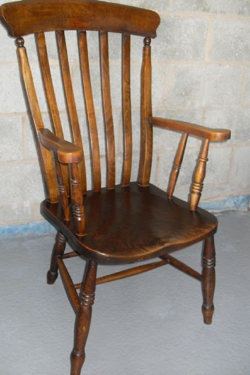 19th Century Elm and Beech Country Kitchen Armchair