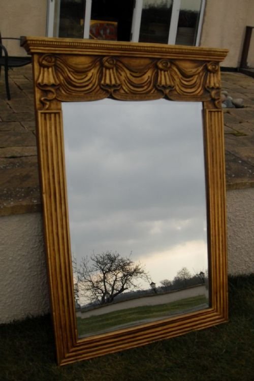 Bevel Edged Gilt on Wood Overmantle Mirror