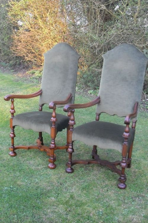 Lovely Pair of 18th Century Style Walnut Armchairs