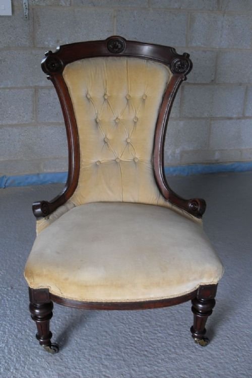 Victorian Mahogany Carved Showood Fireside Chair
