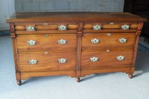 19th Century Walnut Side Unit with Ornate Brass Furniture
