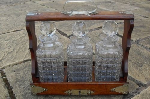 Edwardian Three Bottled Oak Tantalus