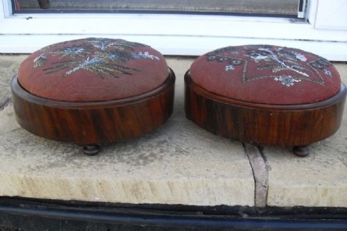 Lovely Pair of Victorian Rosewood Foot Stools