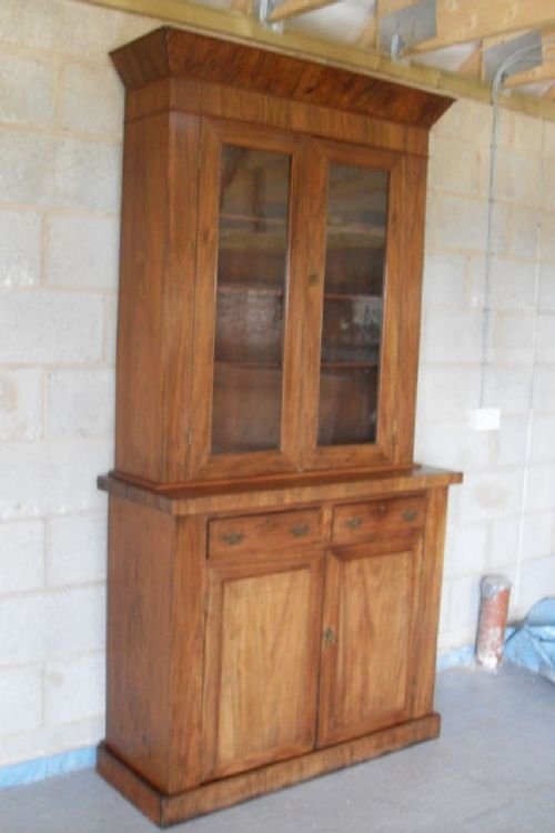 Victorian Walnut Two Piece Cabinet Bookcase 
 
