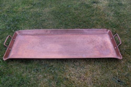 Lovely Rectangular Worked Copper Tray with Handles