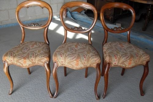 Three 19th Century Walnut Balloon Back French Style Chairs