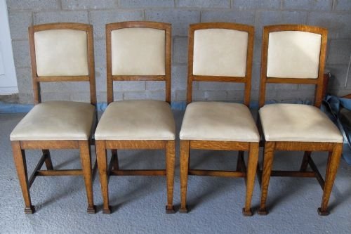 Set of Four Oak Art Deco Dining Chairs