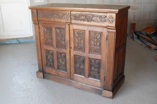 19th Century Carved Oak Panelled Sideboard