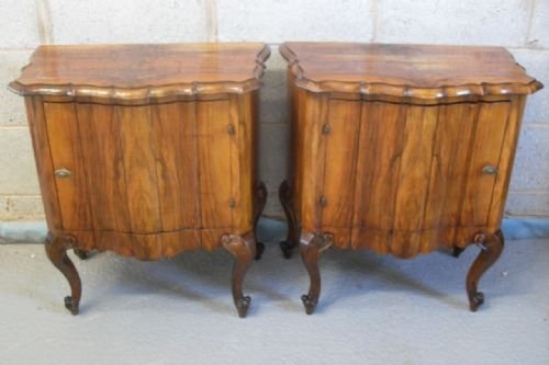 Pair of Fantastic Italian Walnut Bedside/pot Cupboards