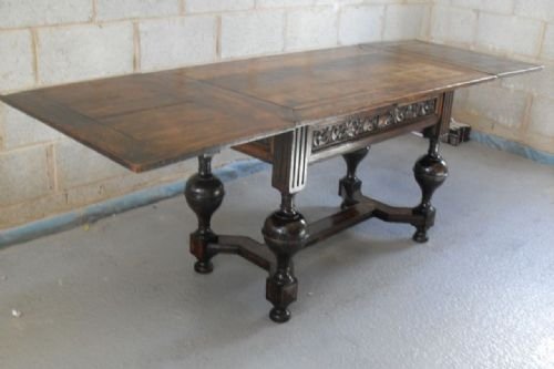 19th Century French Oak Draw Leaf Refectory Table 
 
