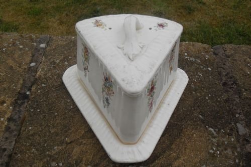 Floral Painted Large Cheese Dish and Lid