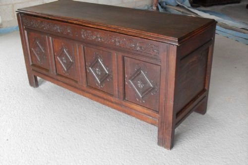 Late 17th Century 4 Panelled Oak Coffer