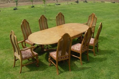 Walnut Dutch Style Dining Table and Eight Chairs