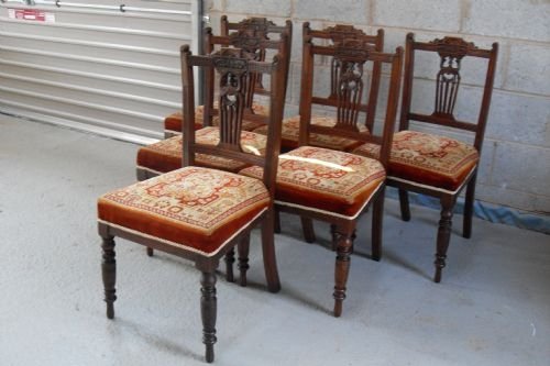 Set of Six Edwardian Mahogany Salon/dining Chairs