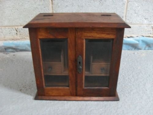 Oak Smokers Cabinet with Lift Up Lid and Two Internal Drawers