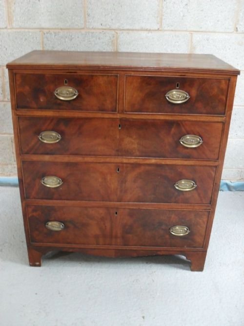 Lovely Early 19 Century Flame Mahogany Two Piece Chest of Drawers