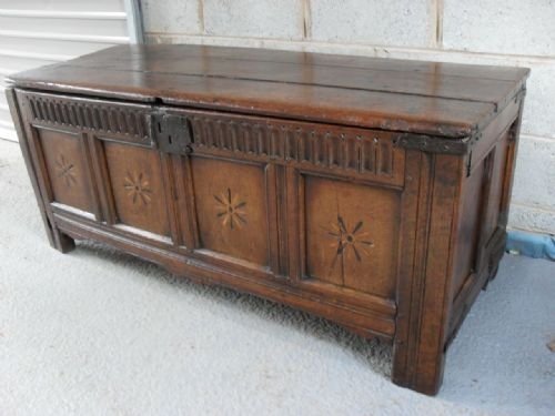 Late 17th Century Oak Four Panelled Coffer
