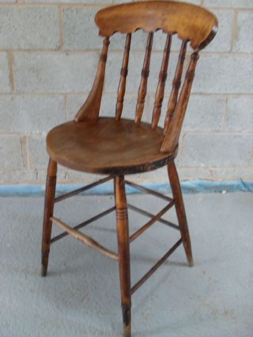 Unusual Victorian Elm and Beech Clerks Type/kitchen Chair