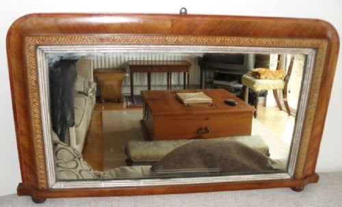 Victorian Mahogany and Walnut Overmantle Mirror