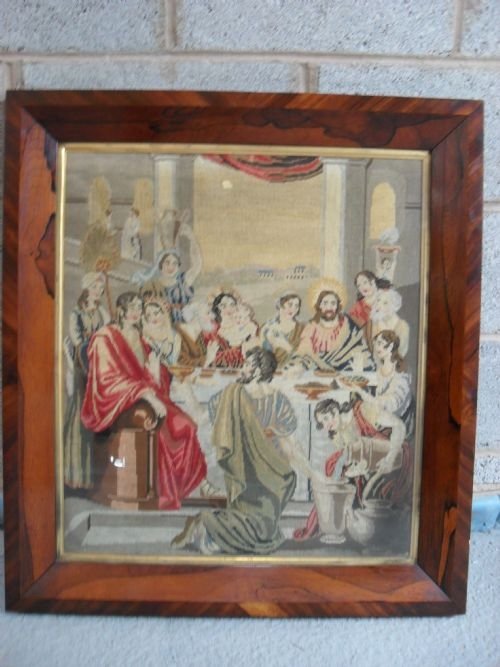 Victorian Woolwork Picture of the last Supper
