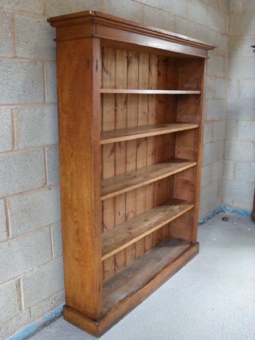 19th Century Oak Open Bookcase with Adjustable Shelves
