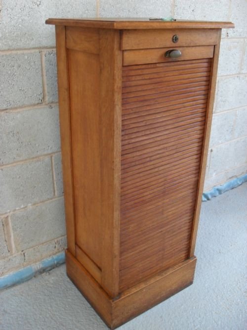19th Century Oak Tambour Fronted Cabinet with 9 Drawers