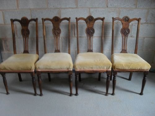 Set of 4 Edwardian/art Noveau Mahogany Dining Chairs
