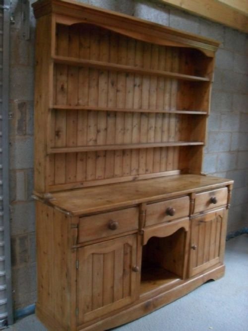 Old Pine Dresser 3 Drawers 2 Cupboards with Bun Handles
