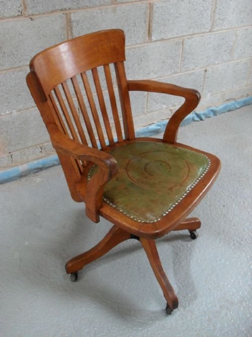 Edwardian Oak Swivel Adjustable Desk Chair
