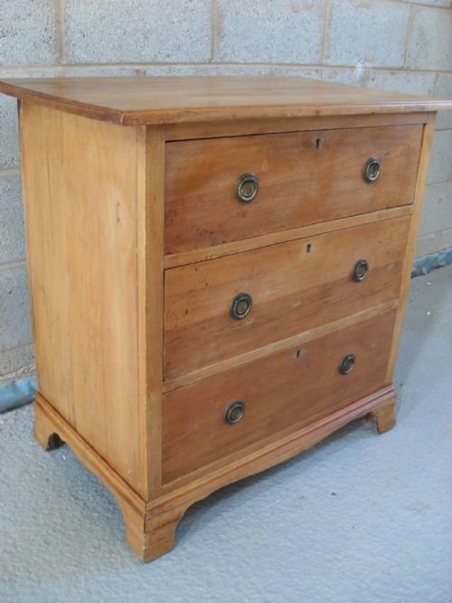 19th Century Pine Chest Drawers with Brass Ring Handles
