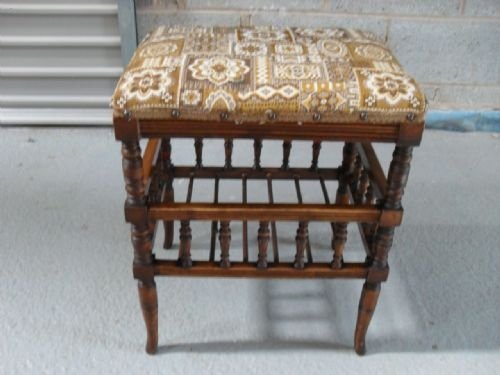 Victorian Beech Piano Stool with Turned & Splayed Legs
