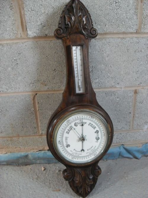 Carved Oak Dial Barometer
