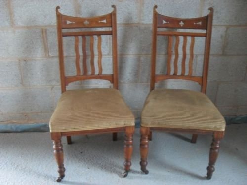 Pair of Victorian Oak Side Chairs

