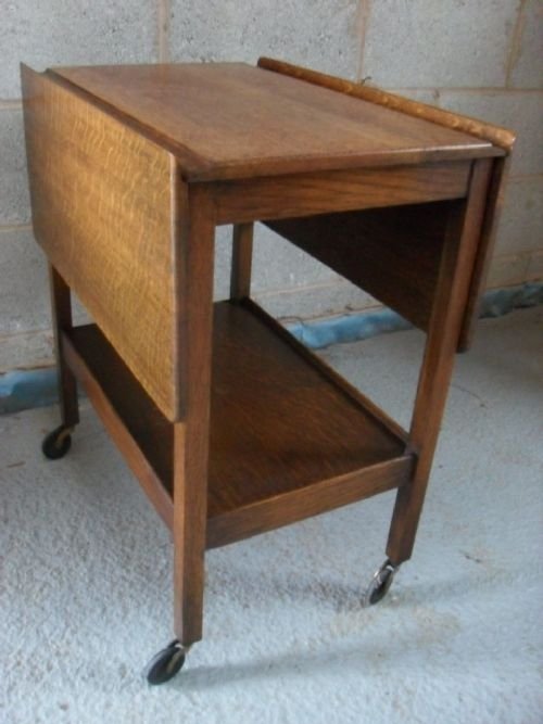 Drop Leaf Oak Tea Trolley/table with Undertier
