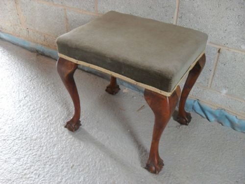 Georgian Style Mahogany Stool with Claw and Ball Feet

