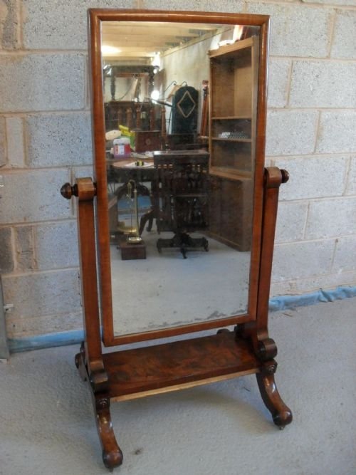 Early 19th Century Mahogany Cheval Rectangular Mirror
