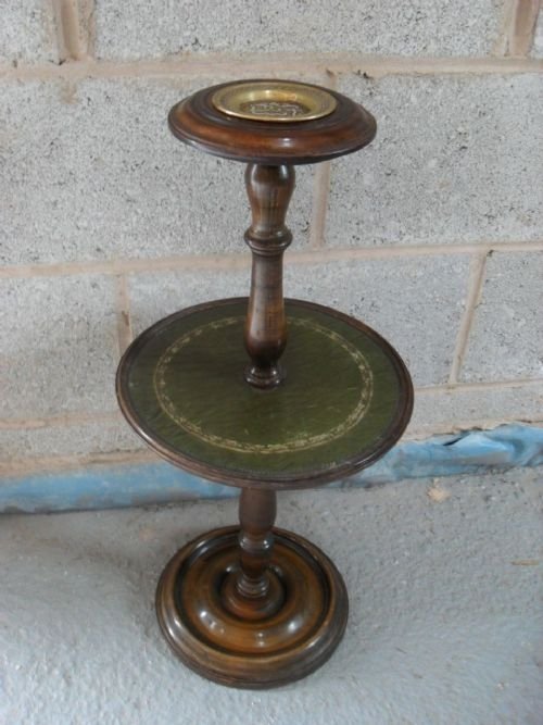 Oak Smokers Companion/ashtray with Turned Column
